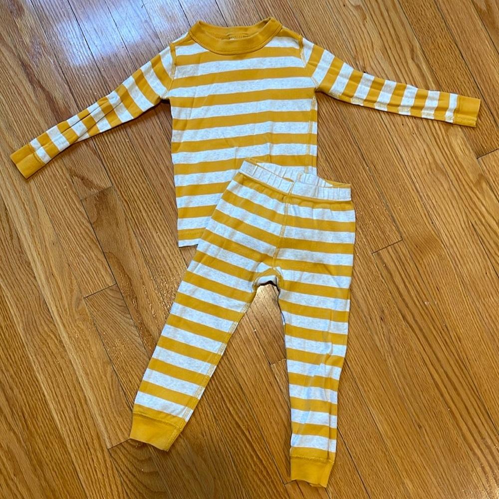 Hanna Andersson Yellow and White Striped Kids Pajama Set